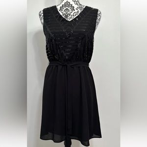 Esley Women Black Sequin Sleeveless Mini Dress Size Small.